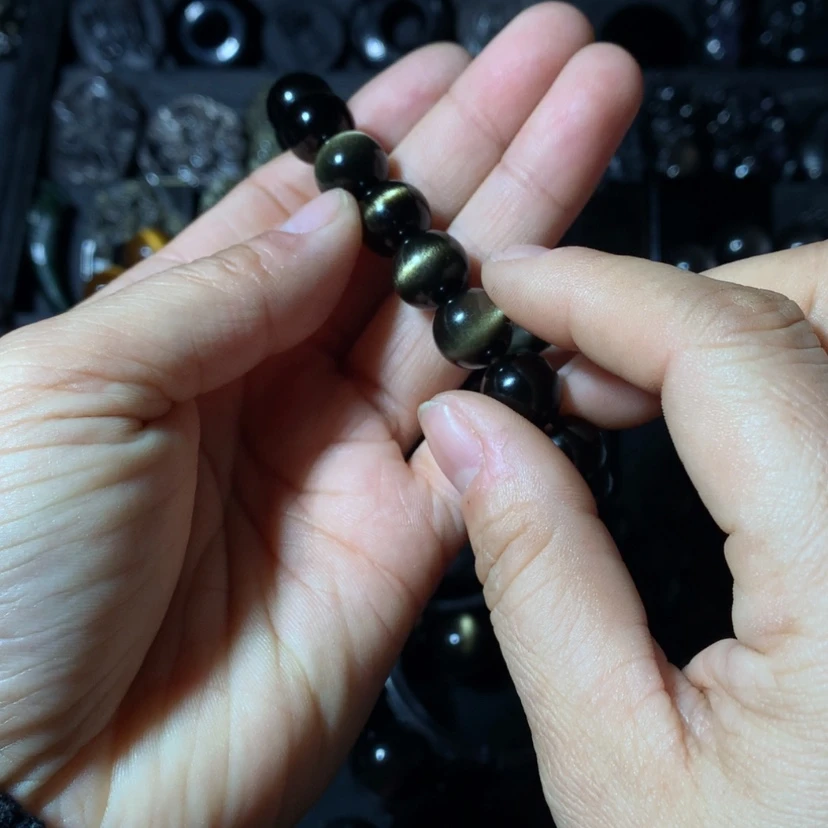 【闪购商品】黑曜岩手串未镶嵌淡**然