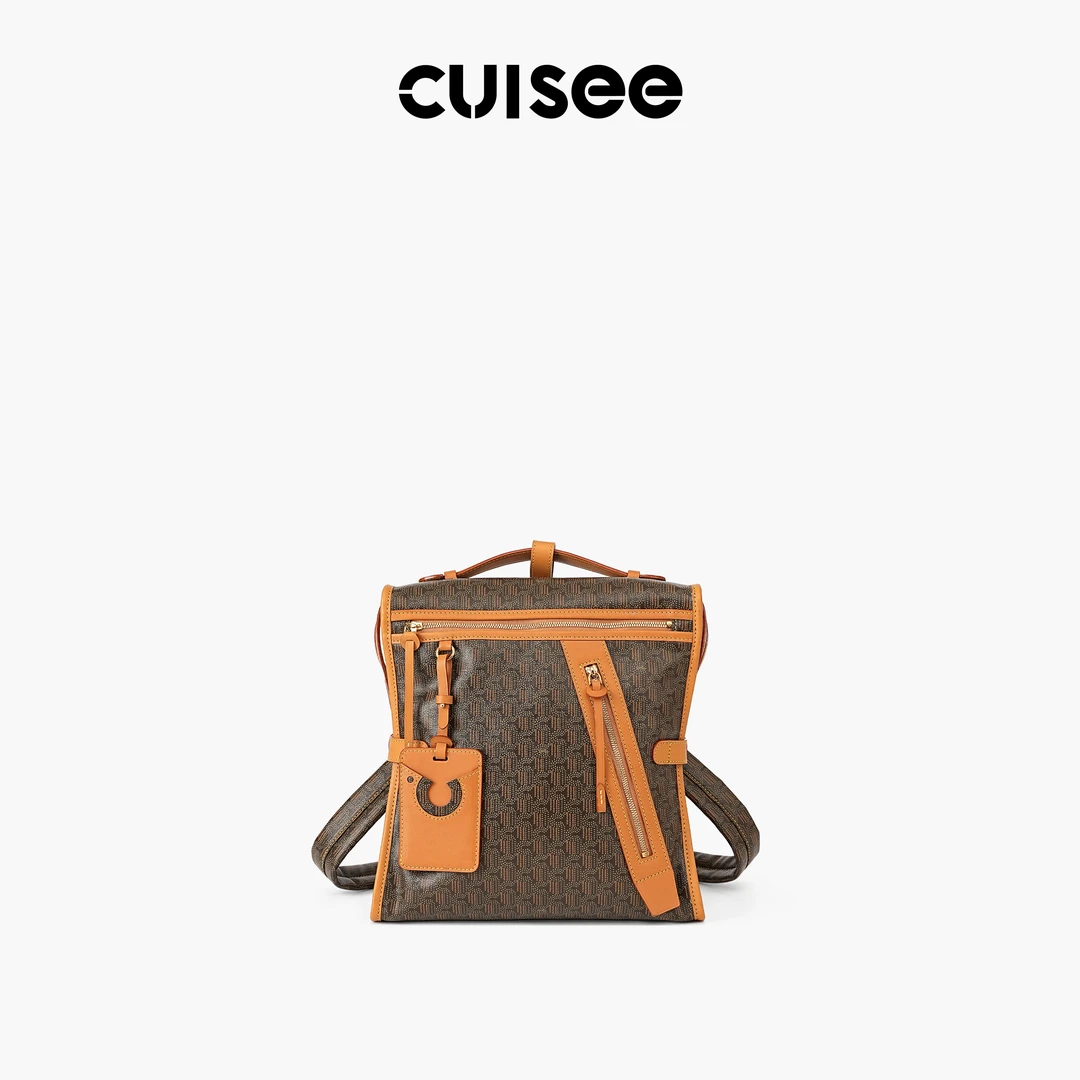 CUISL/崔氏皮艺崔氏老花时尚中号双肩包
