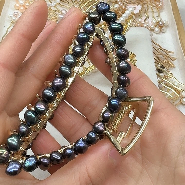 淡水珍珠发饰银S925镶嵌