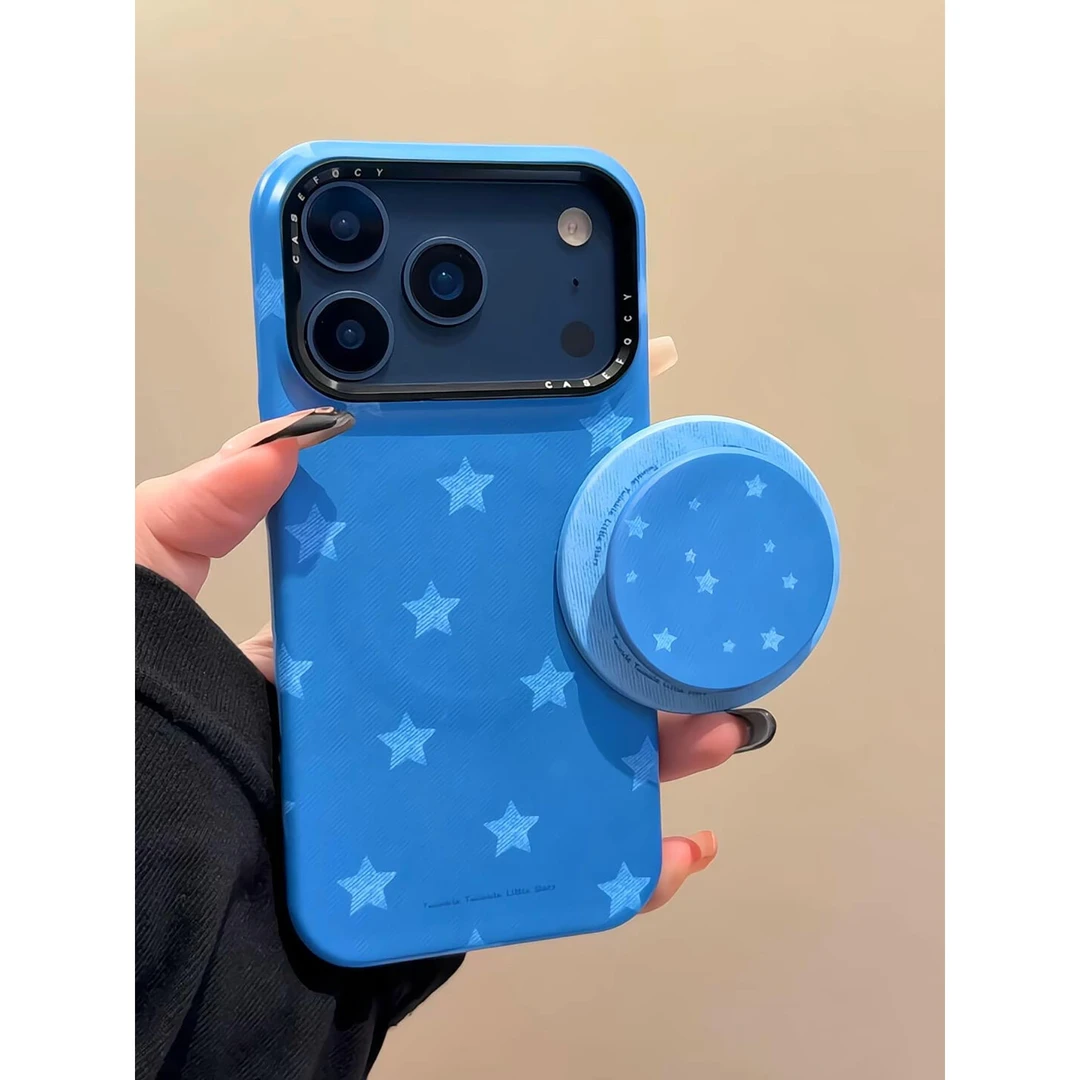 超好看牛仔蓝星星磁吸支架适用苹果17promax手机壳iphone16新款15