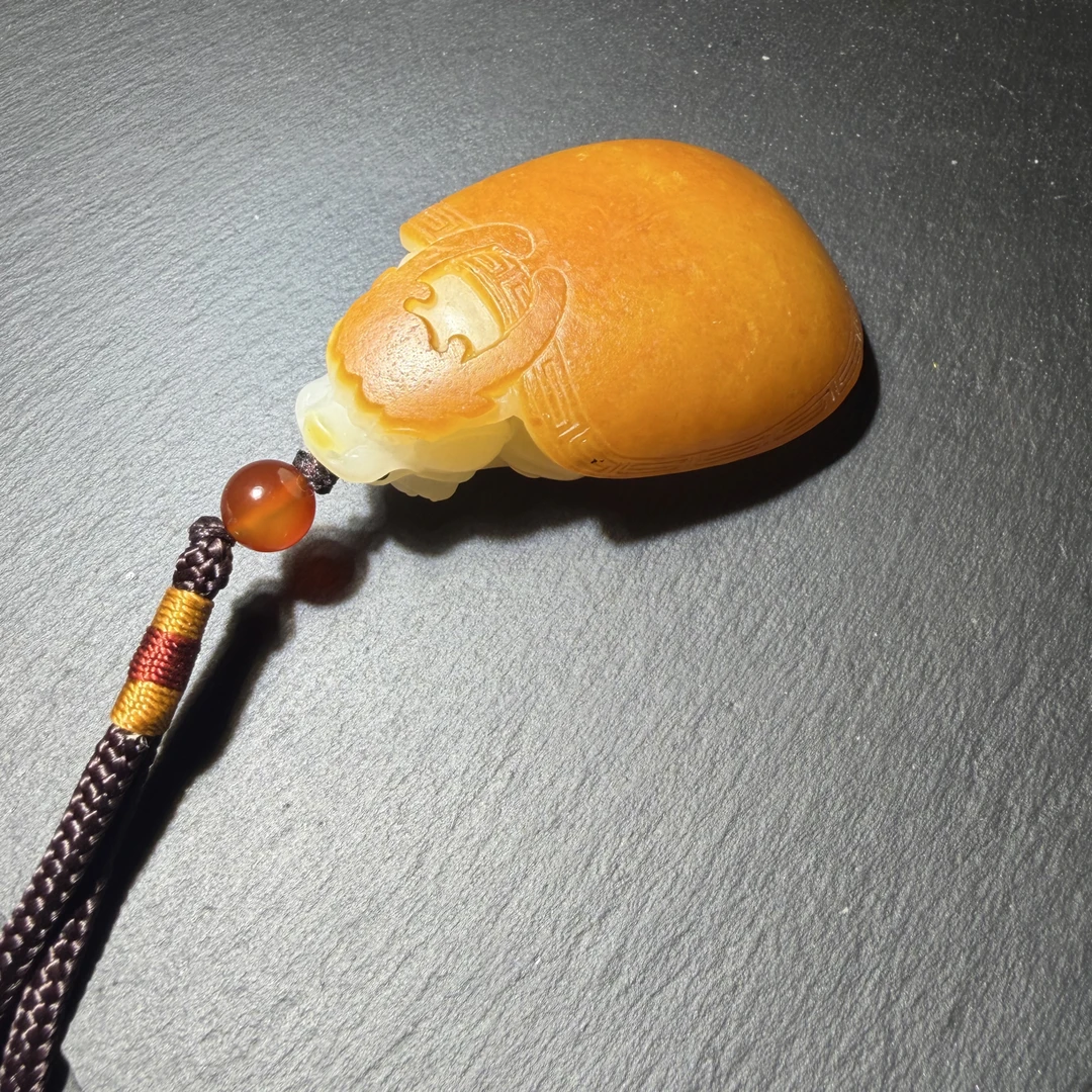 【回流】和田玉原石雕龙龟手把件挂件苏工70克