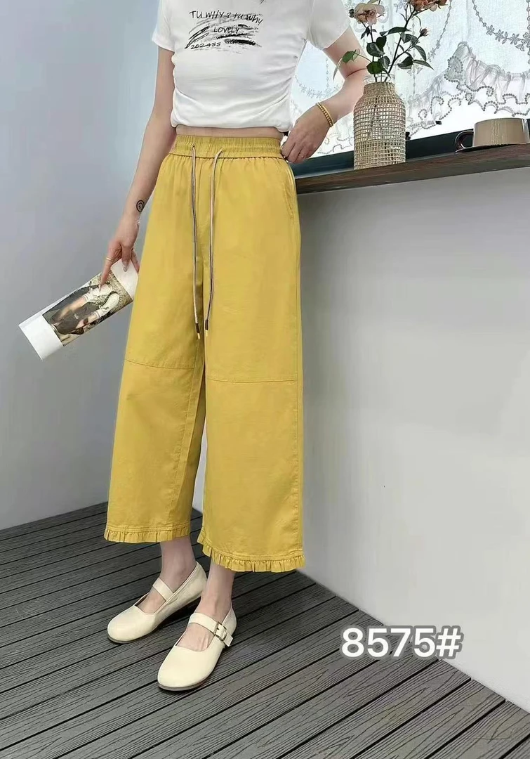 【TTE严选】2025夏装8575花边脚阔腿裤（0528-07）