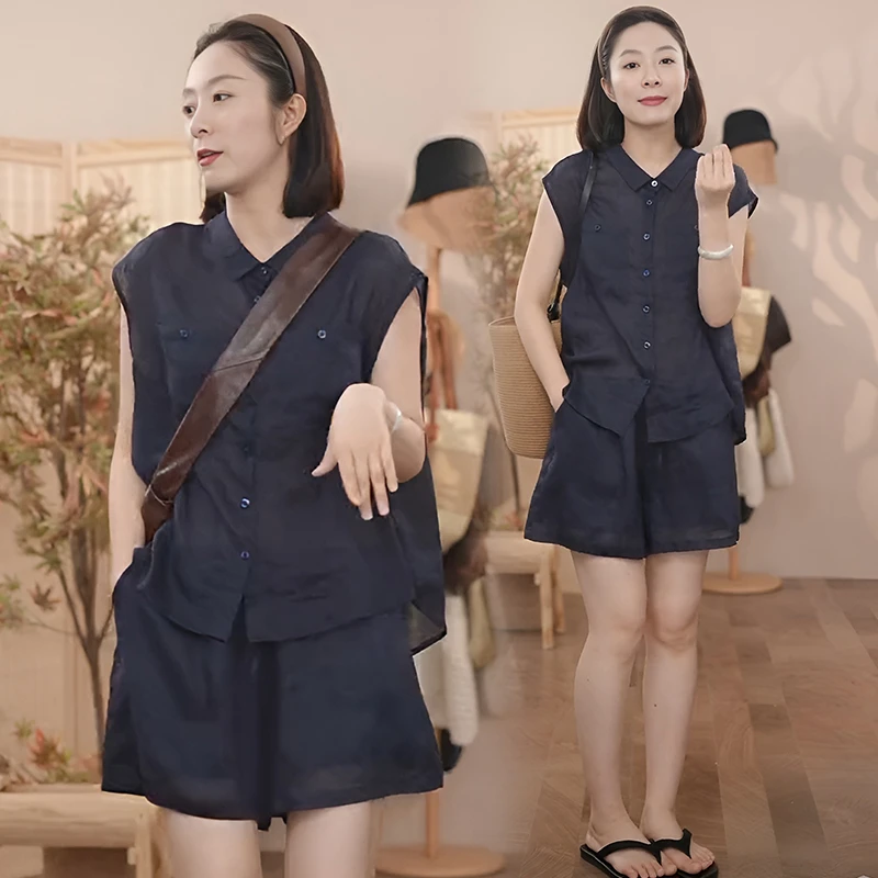 夏季欧货时尚洋气盐系轻熟炸街高级感小香风休闲气质衬衫短裤套装