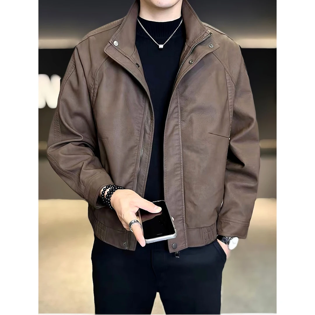 秋冬上衣秋季男新款立领夹克时尚潮流百搭帅气短款爆款休闲外套