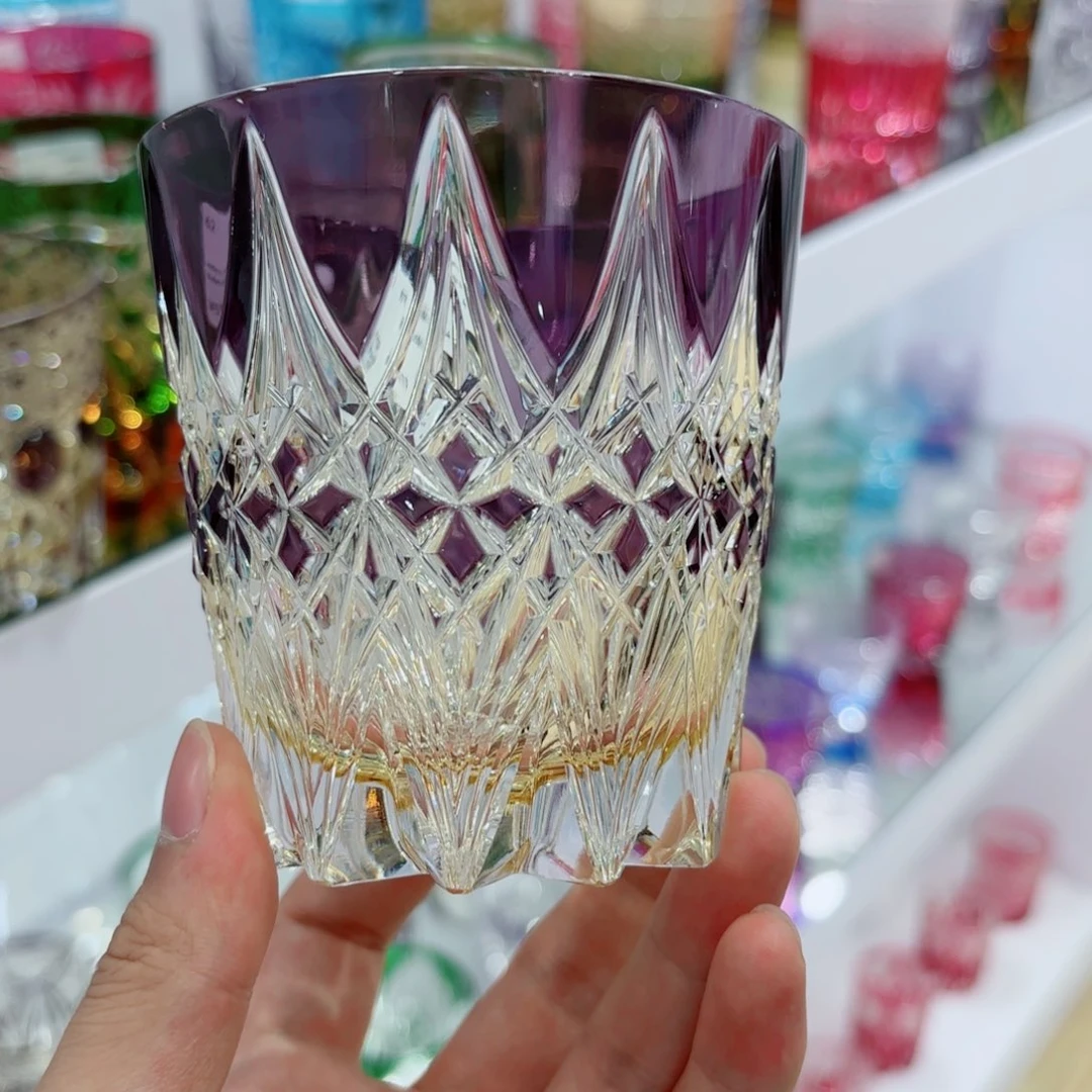 手柄款水晶玻璃-江户切子紫苍玉