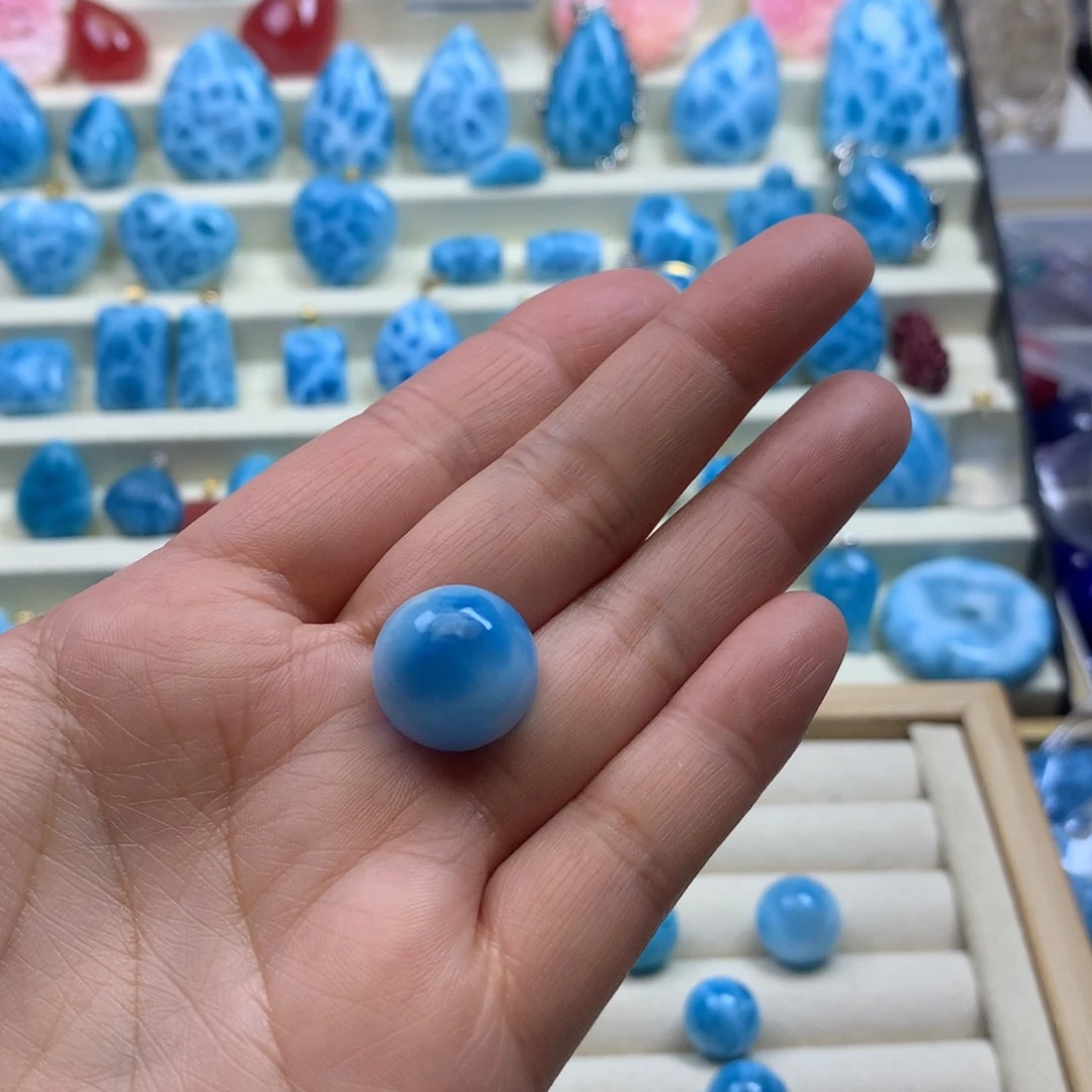 针钠钙石（海纹石）珠宝半成品未镶嵌枝****.