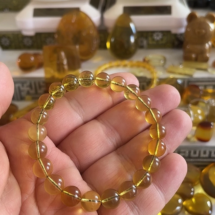 琥珀未镶嵌裸石手串