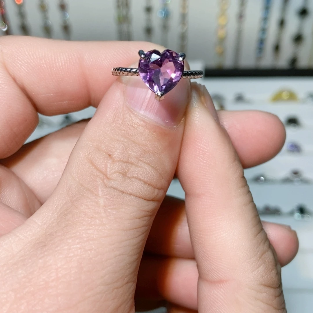 绿水晶戒指银S925镶嵌