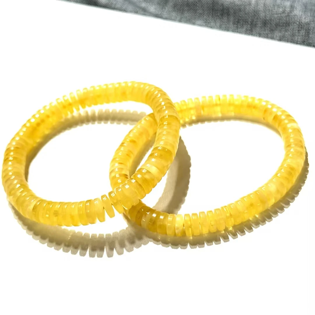 【CH】鸡油黄蜜蜡直切手串-约7mm（多样性发其一）