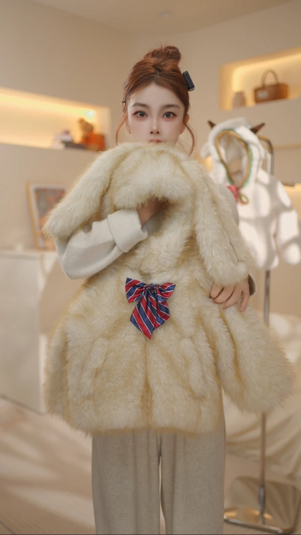 亲子款外套儿童女童时尚少女毛绒秋冬冬季保暖