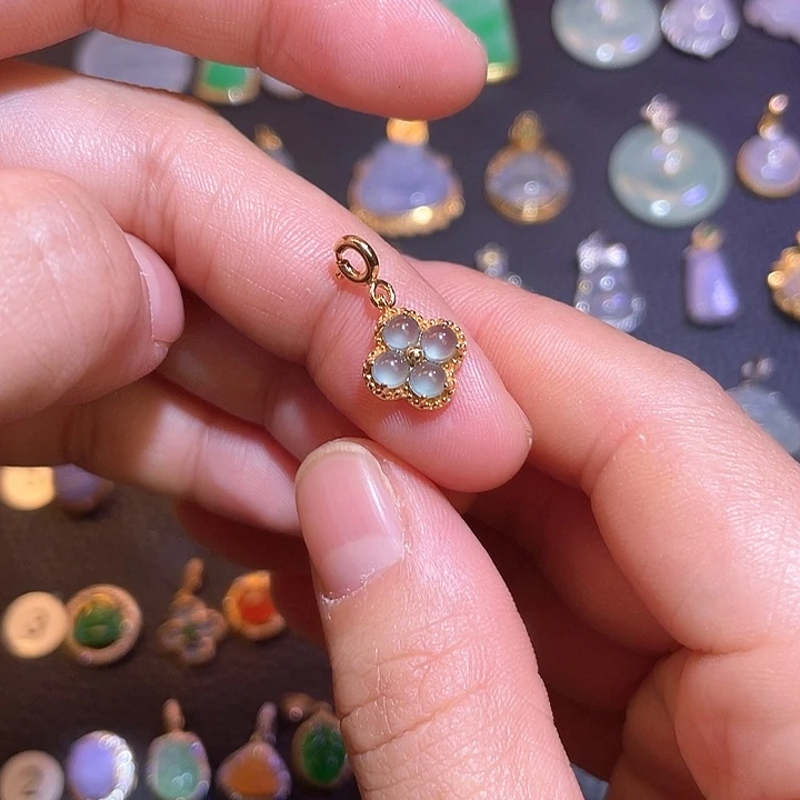 翡翠银S925镶嵌吊坠(不含链)天然翡翠