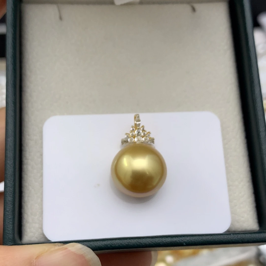 海水珍珠裸珠特价14.5mm浓金近圆