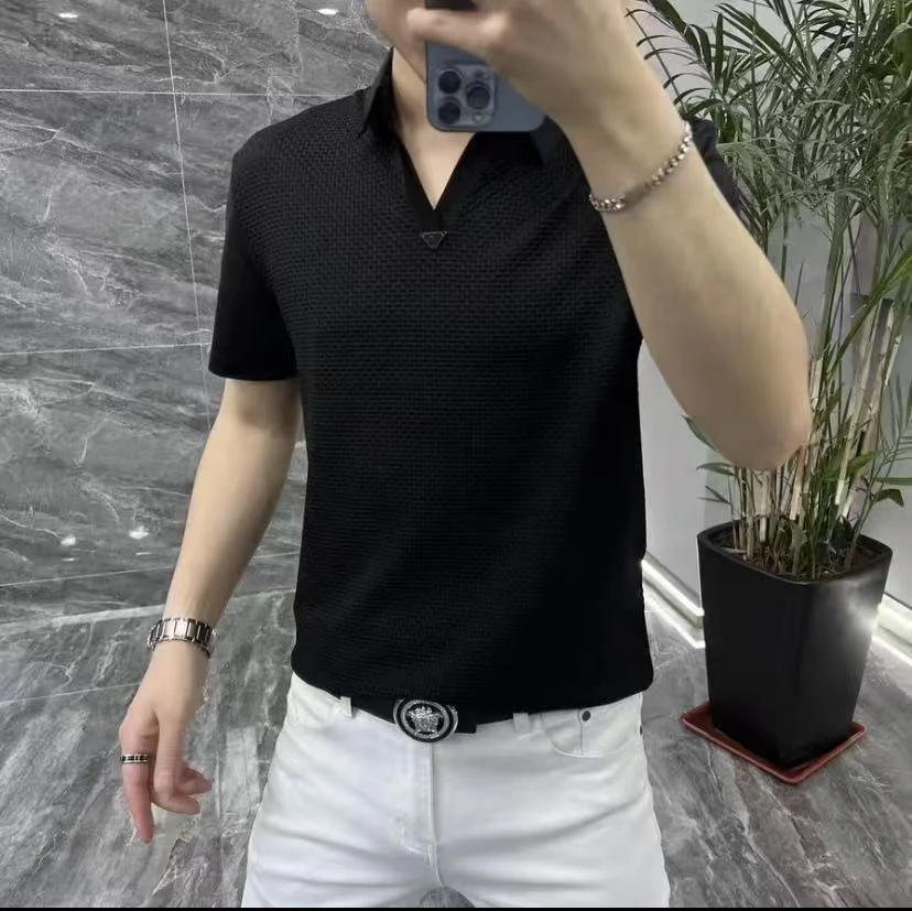 夏季新款轻奢高档时尚百搭精品Polo衫修身气质男潮流商务休闲短袖