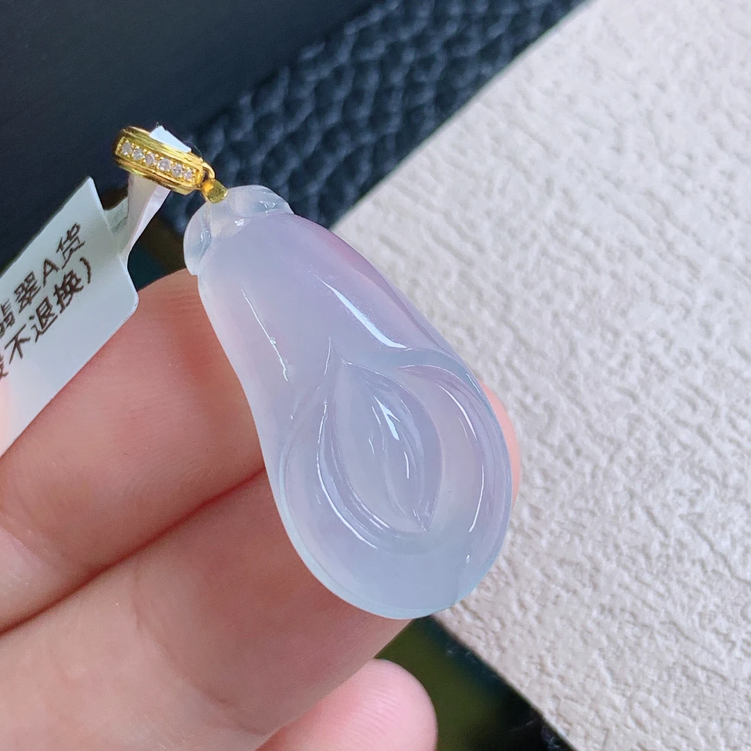 缅甸天然A货翡翠冰种兰花吊坠揭阳工精品美玉挂件27.1*13.9*5.4