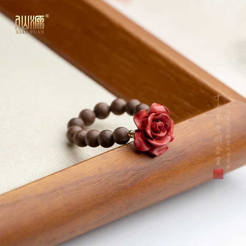 【仙源】合香珠瑶池4mm玫瑰花戒指