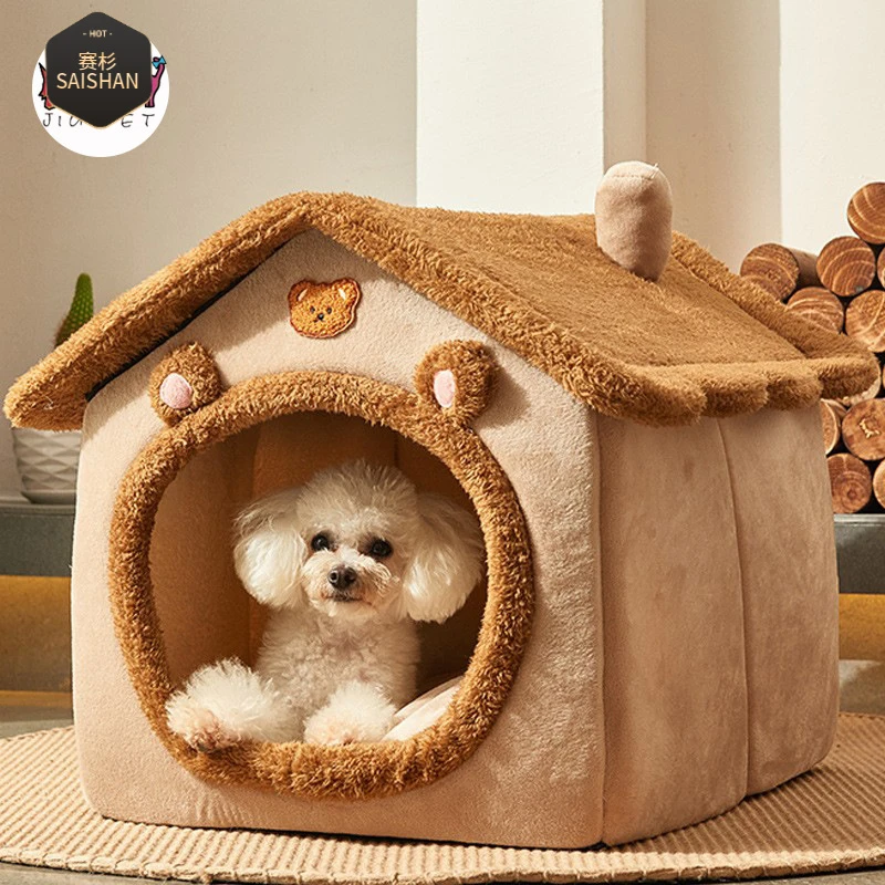 狗窝四季通用可拆洗房子别墅小型犬泰迪床封闭式宠物猫窝冬天保暖