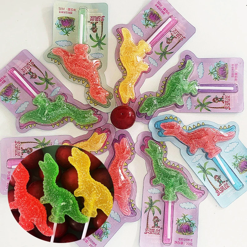 儿童卡通恐龙果味果汁软糖棒棒糖创意可爱小孩零食小卖部糖果网红