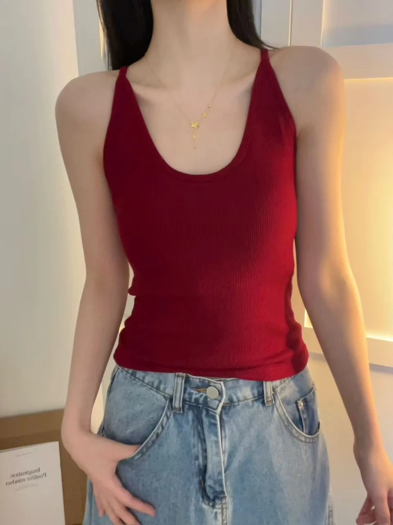 秋冬磨毛款高级感修身弹力吊带背心女新款打底简约内搭上衣