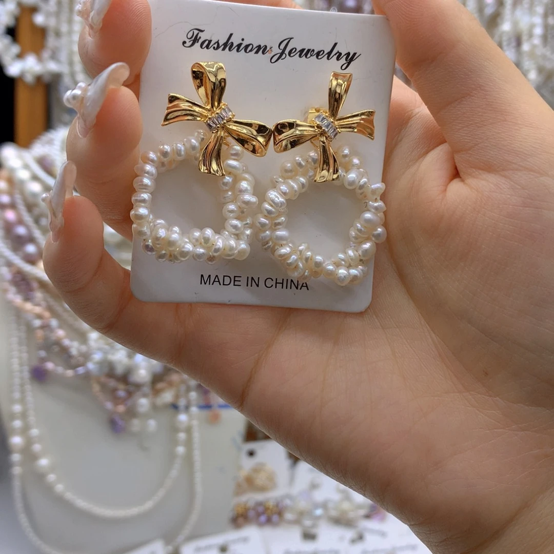 银S925镶嵌淡水珍珠耳饰