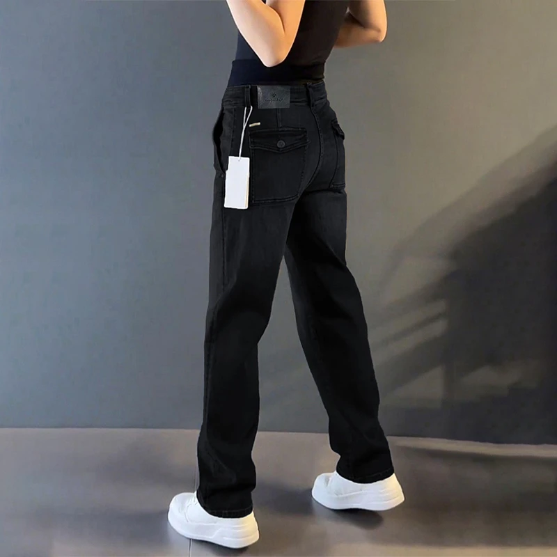 高街痞帅设计感牛仔裤男士秋冬百搭宽松休闲裤时尚高级感显瘦长裤