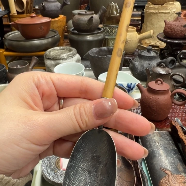 银茶铲竹手柄茶器茶器
