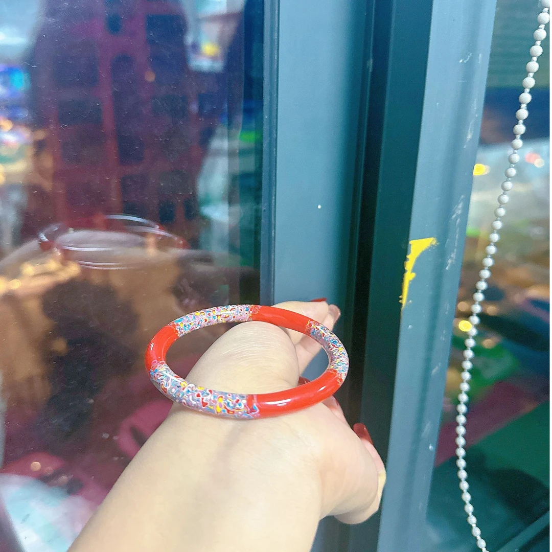 天然辰砂【莹莹专属】天然珠宝朱砂大漆手镯M3822