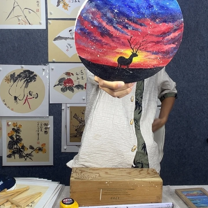丙烯画20直径一路高升
