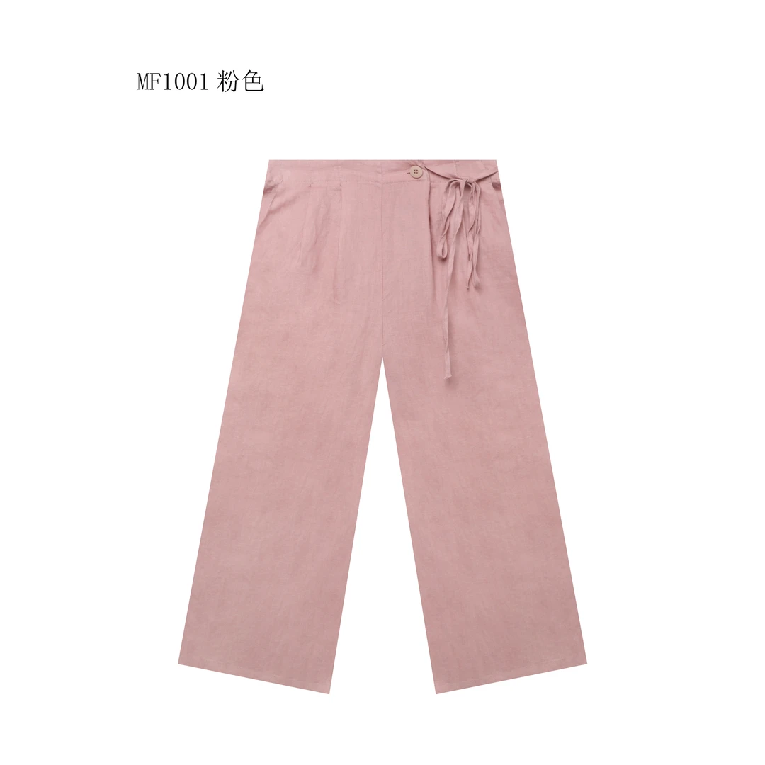 【麻訪家】MF1001粉色复古文艺简约宽松显瘦百搭休闲裤