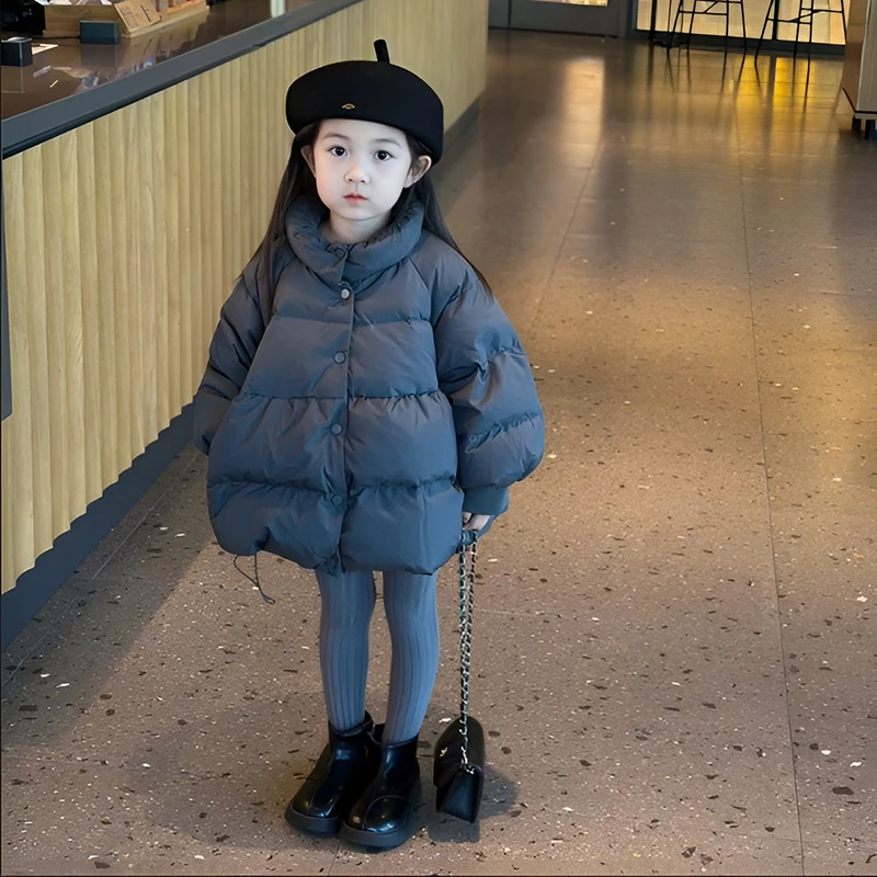 女宝中长款女加厚单排扣保暖极简风冬季洋气