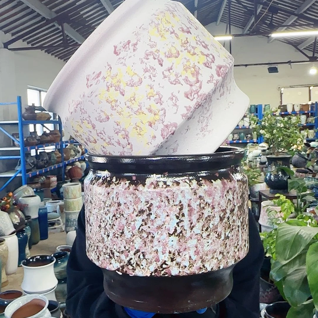 紫砂花盆高19口21