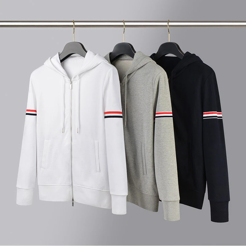 C秋季新款纯棉拉链连帽卫衣时尚上衣美式经典休闲长袖大码外套