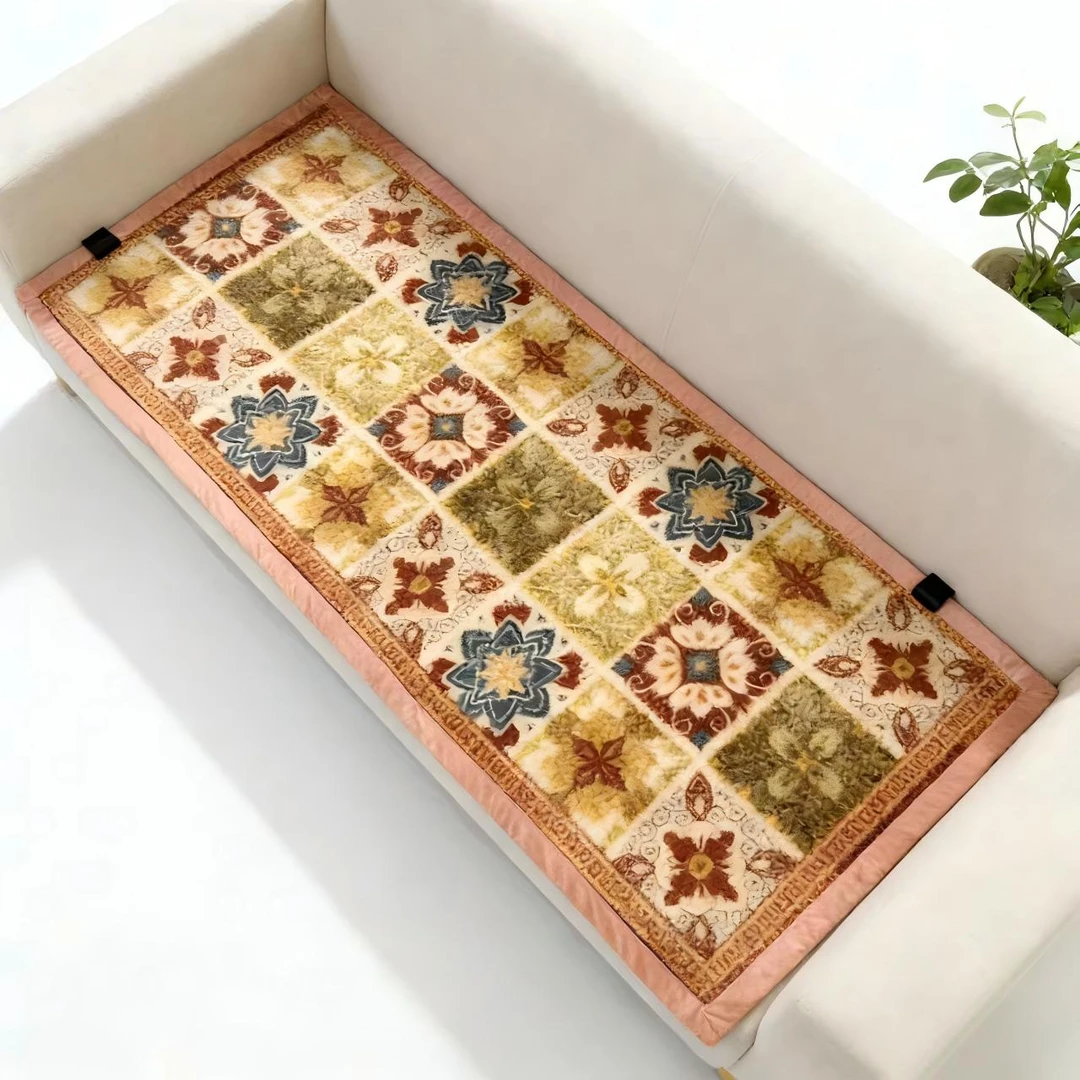 光年织影-咖色加厚毛绒沙发垫90*200cm