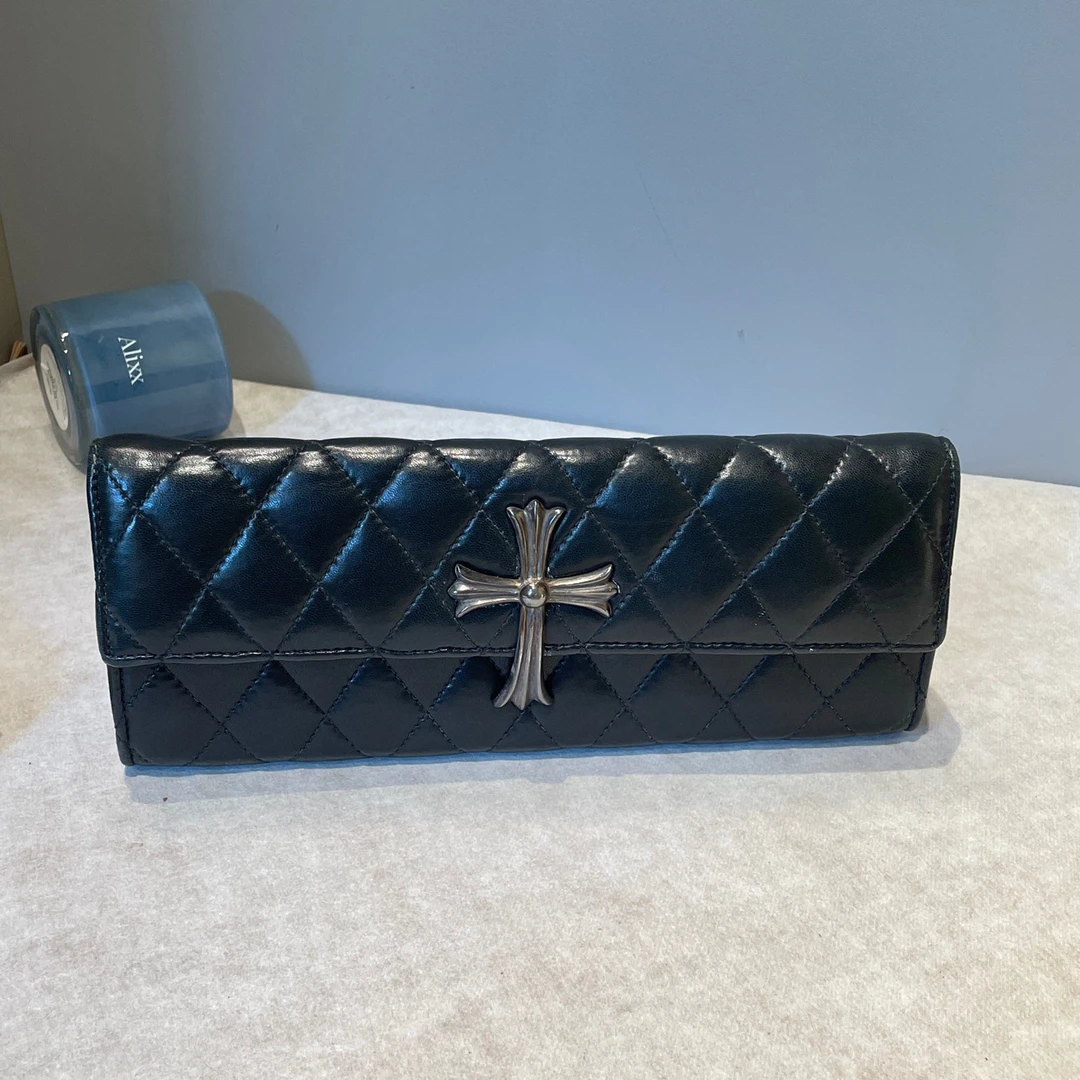 99新 Chrome Hearts/克罗心 克罗心中古黑银手拿包 25*10