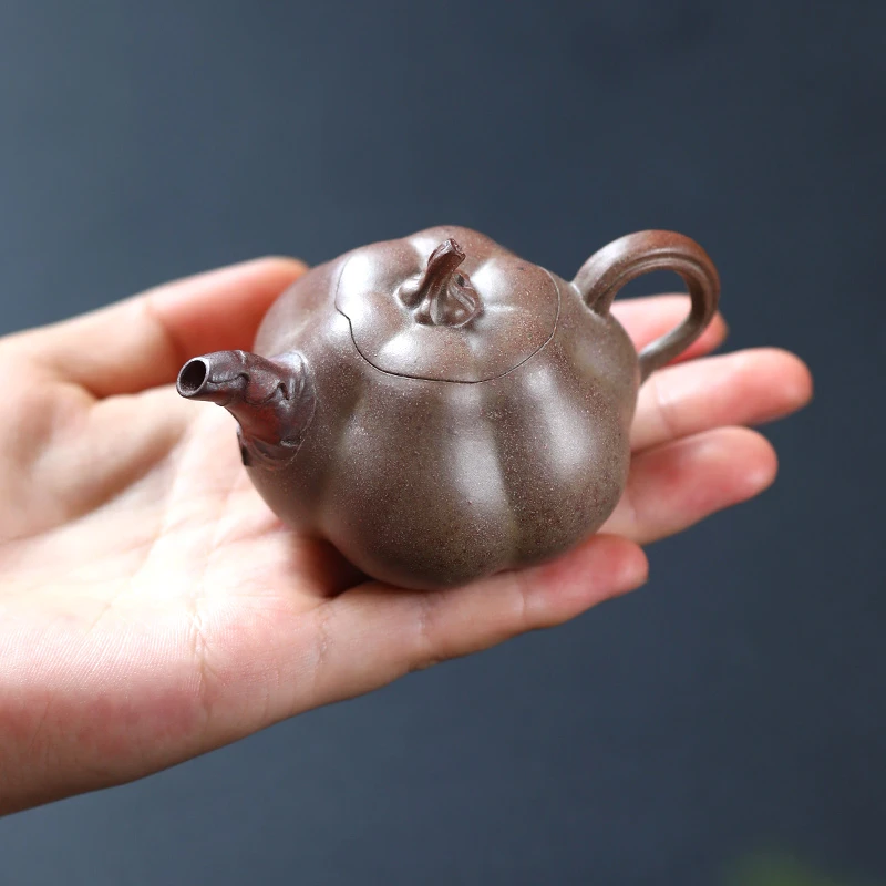 大吉羊柴烧 宜兴紫砂壶泡茶壶 原矿本山绿泥小福瓜壶60ml徐顺伟