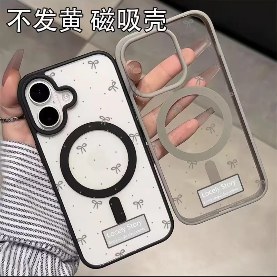 波点蝴蝶结适用苹果15Pro手机壳13硅胶XSMax/xr/12女16/14p套8P
