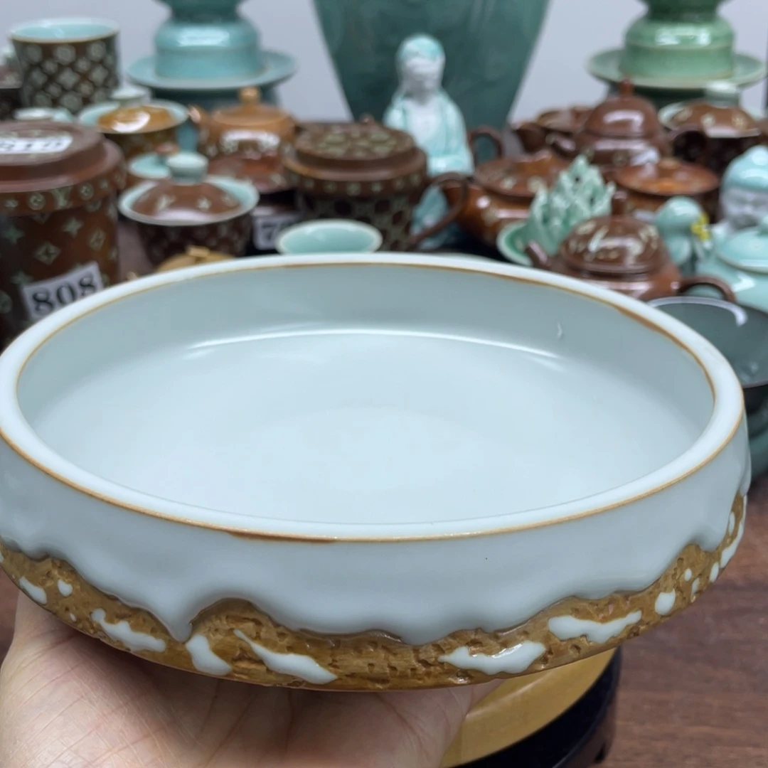 微瑕特价青瓷青瓷18*4.5壶承