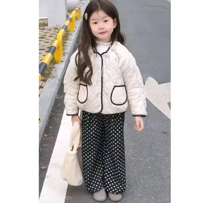 【米果妈】女童2025秋冬新款甜美风棉服加绒碎花裤套装B4376