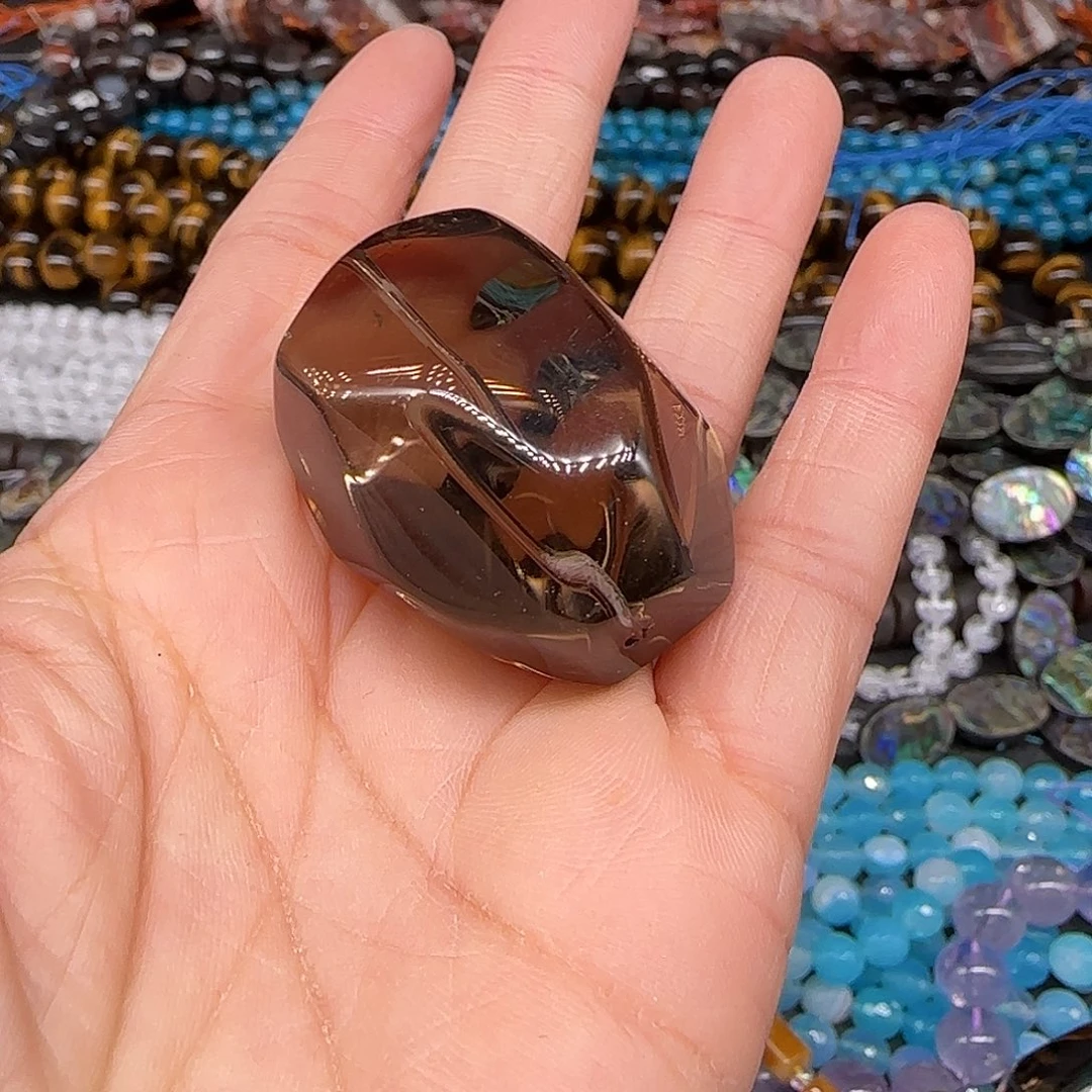 云***头玛瑙/玉髓合金珠宝半成品宙斯茶晶拍两59发一颗