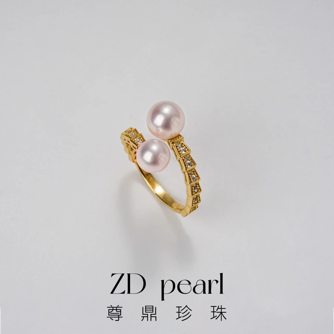 【TNS】尊鼎珍珠-S925银海水珍珠中国南珠白珠戒指 6-7mm/7-8mm