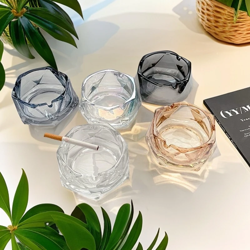 国庆中秋福利大放送 轻奢ins晶玻璃烟灰缸家用办公防飞灰创意设计