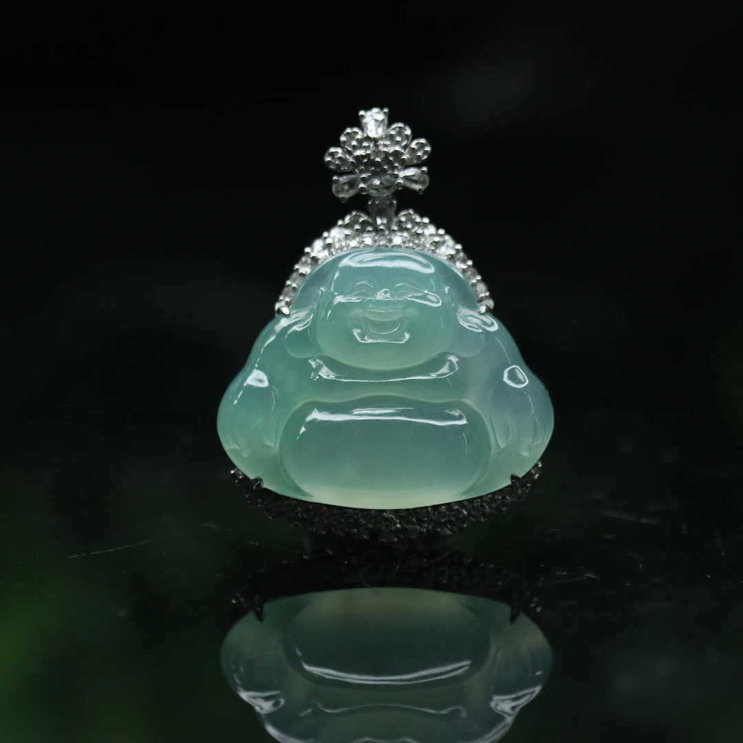 38天然缅甸翡翠A货18k冰佛公吊坠/400138/上海嘉禾拍卖
