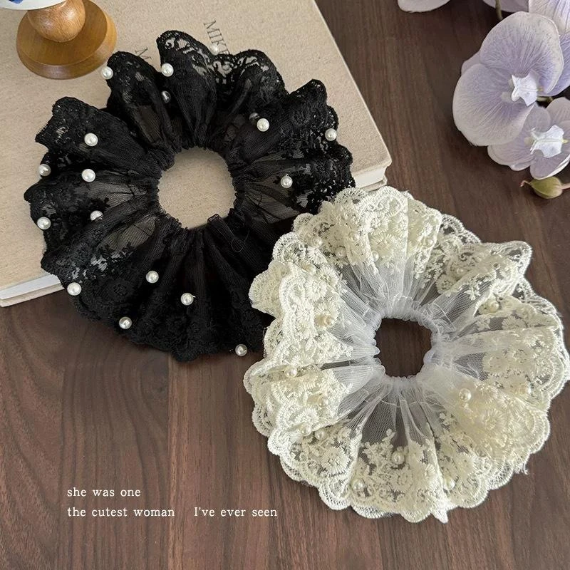 2025新款蕾丝花边大肠发圈女高级感大号甜美头花发绳百搭头饰发饰