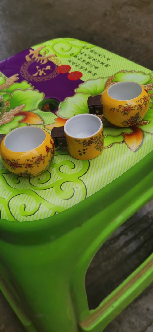黄豆鸟杯子陶瓷鸟食罐3件套