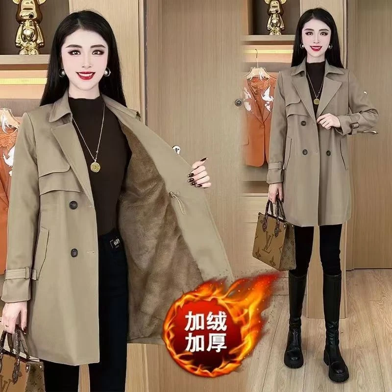 复古风衣女款2024秋冬中长款高级感气质收腰外套女