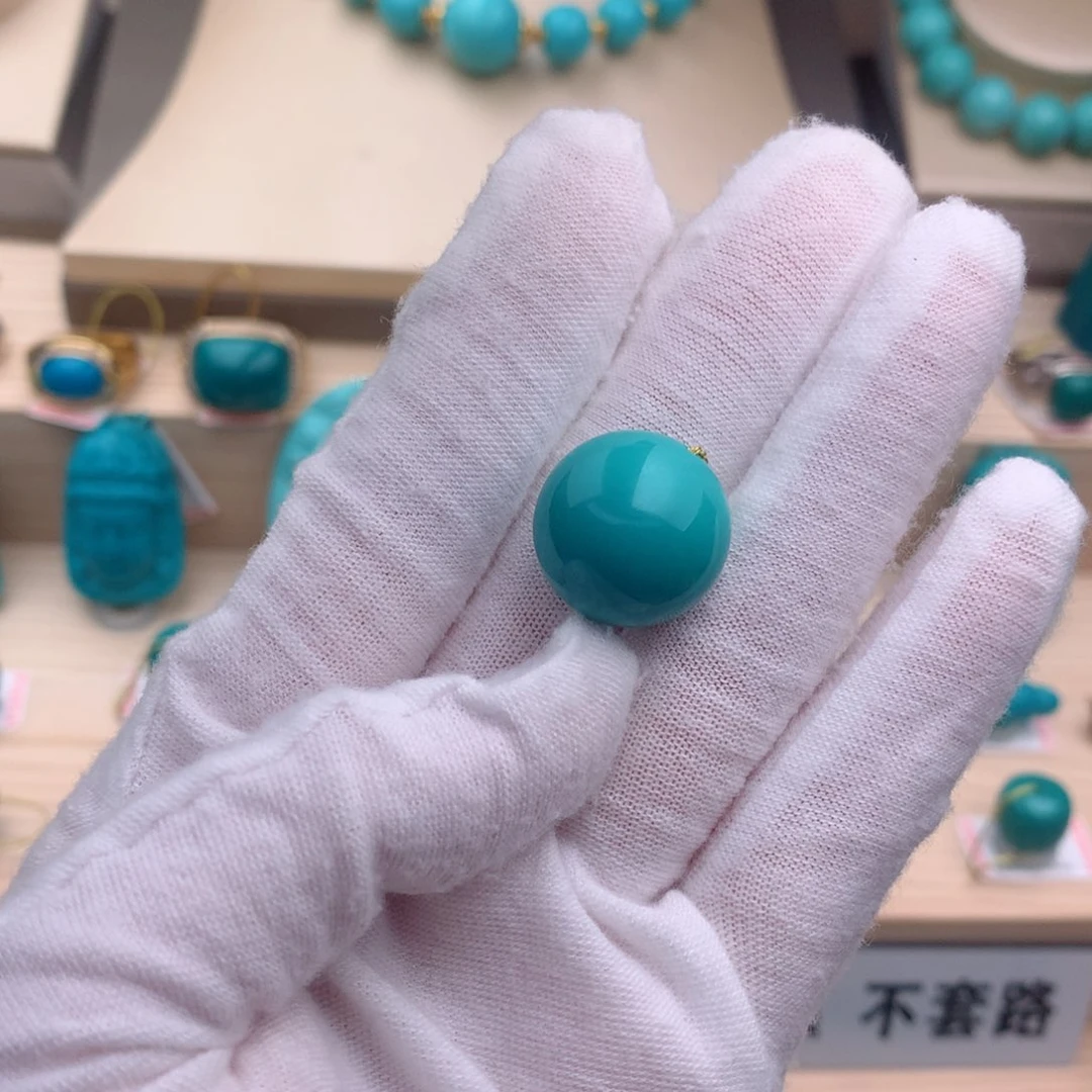 绿松石珠宝奇石未镶嵌17mm