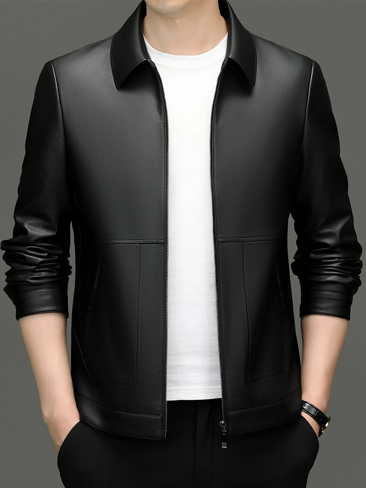 （海宁）男士皮衣皮夹克春季新款真皮休闲商务百搭高档外套