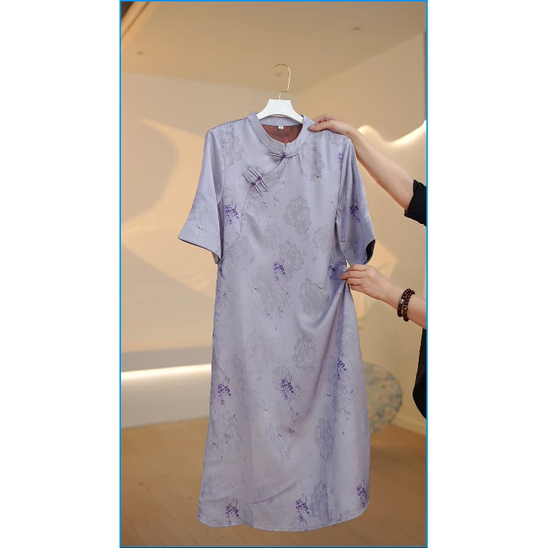 【亭亭玉立】改良版旗袍新中式国风复古宽松大码连衣裙