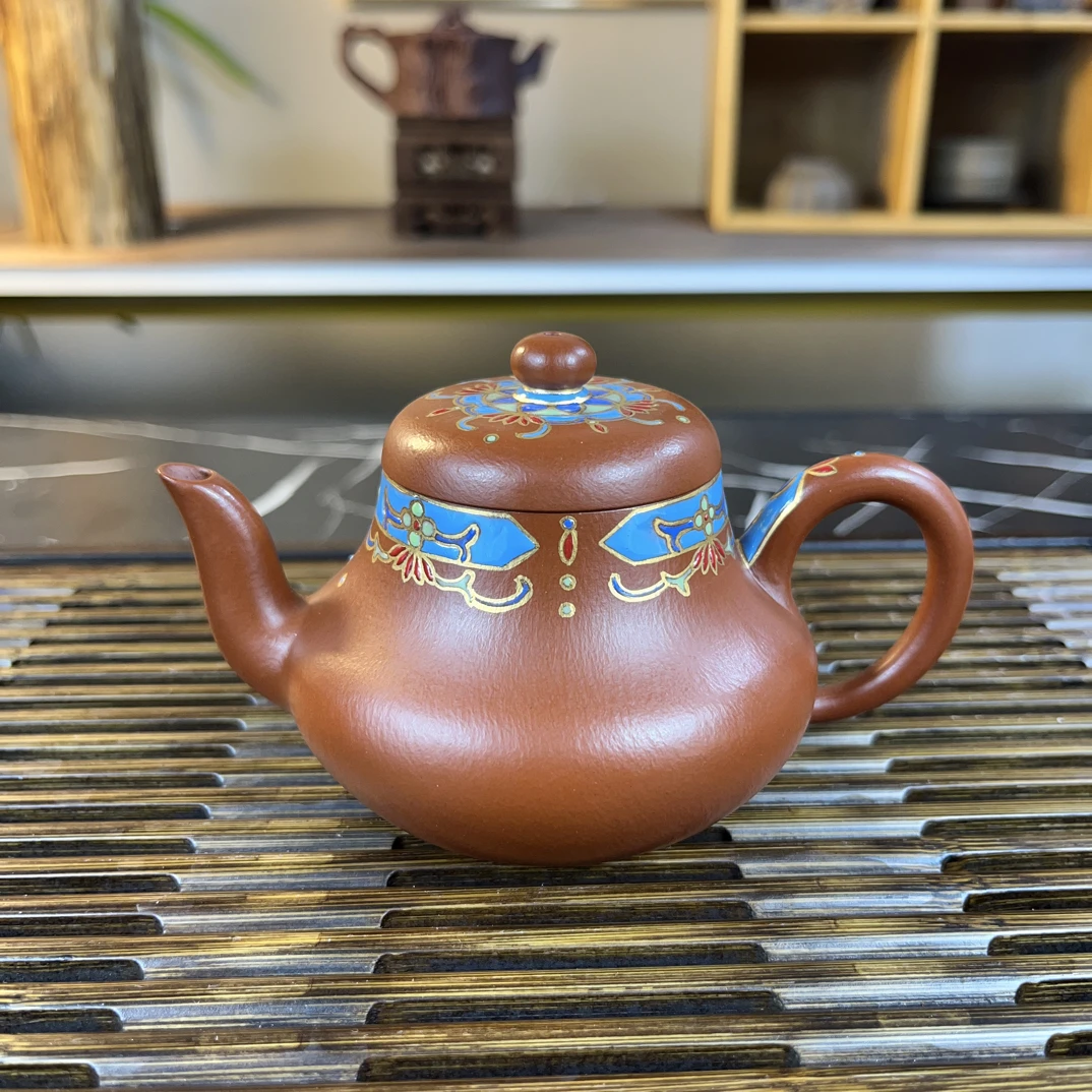 全手工小煤窑朱泥160cc珐琅君德壶