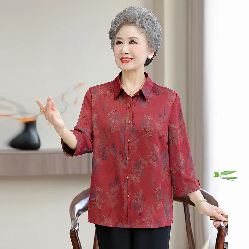 YUZHAOLIN/俞兆林妈妈装夏季新中式国风上衣中老年衬衫气质上衣