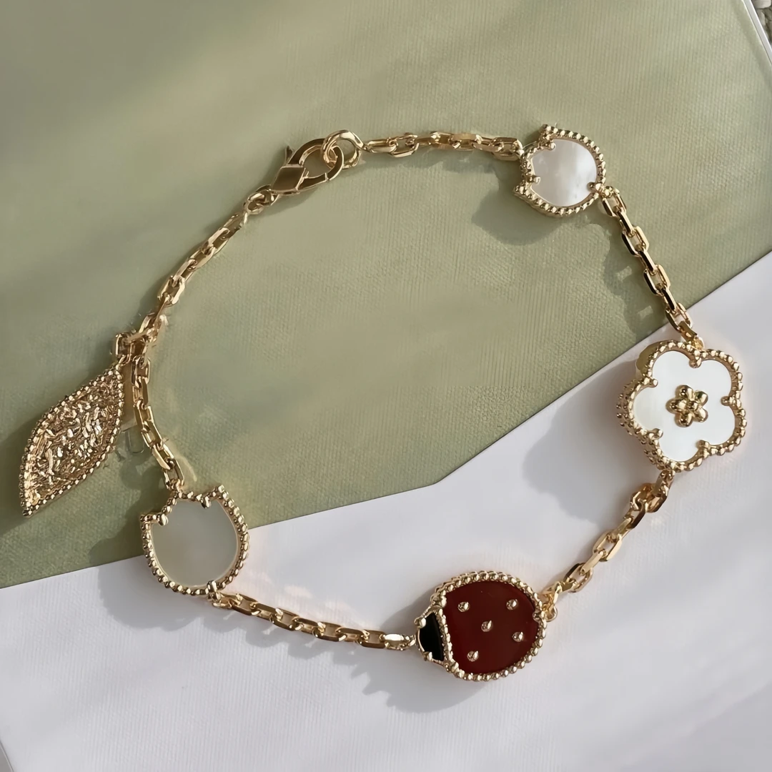 （高货）通体18K金瓢虫五花手链富家千金风富贵轻奢风手链